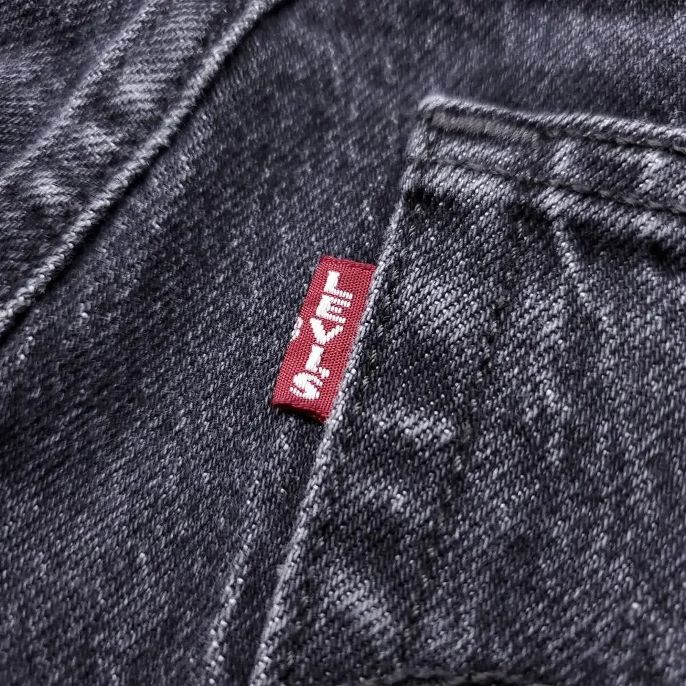 Levi's Premium Ribcage Straight Ankle Jeans Button Fly Stretch Women 28 Black - Picture 11 of 15